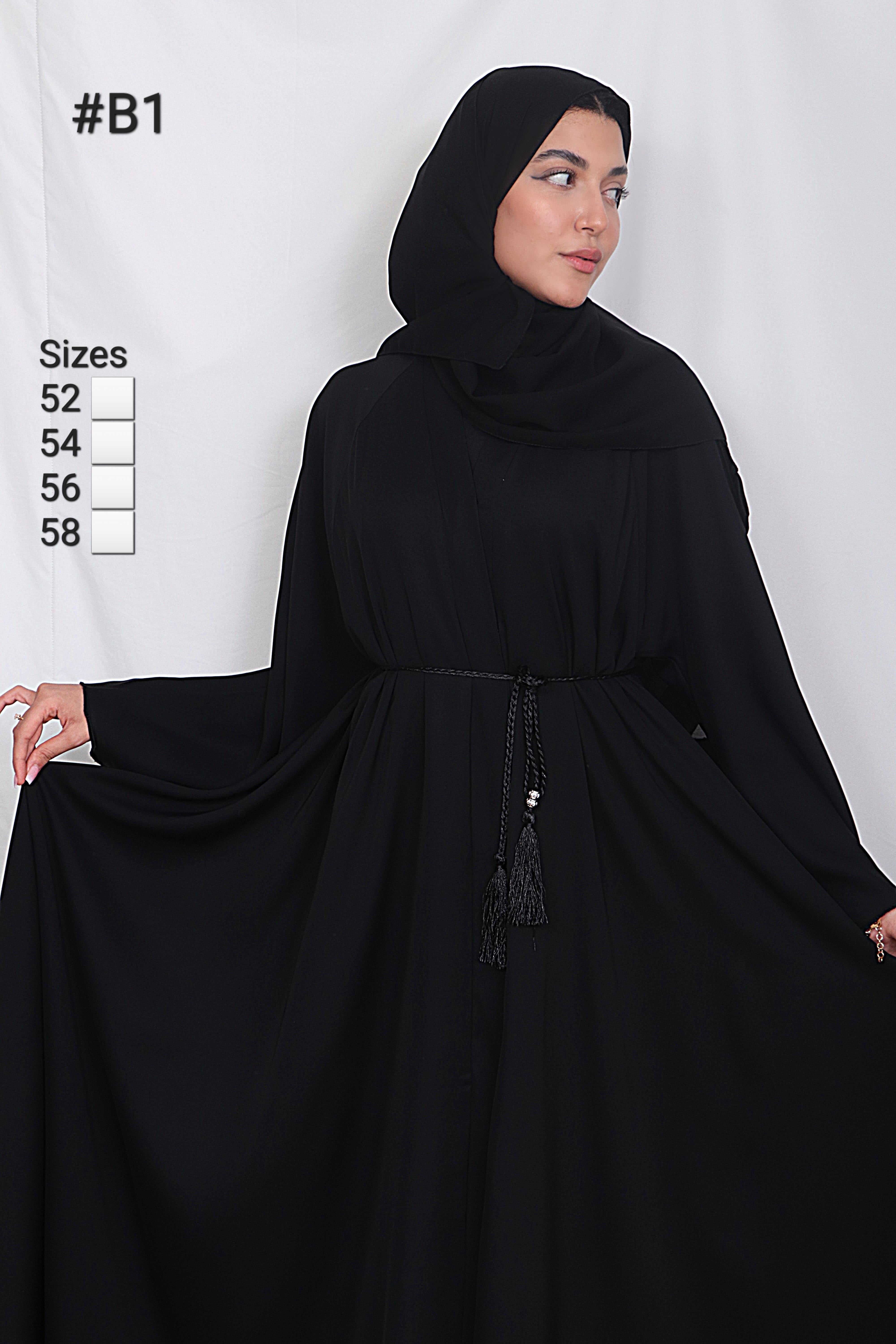 Black Muslim Abaya B1 – Elegant long sleeve modest dress for women, lightweight fabric, perfect for all occasions by Sky Cashmere UK